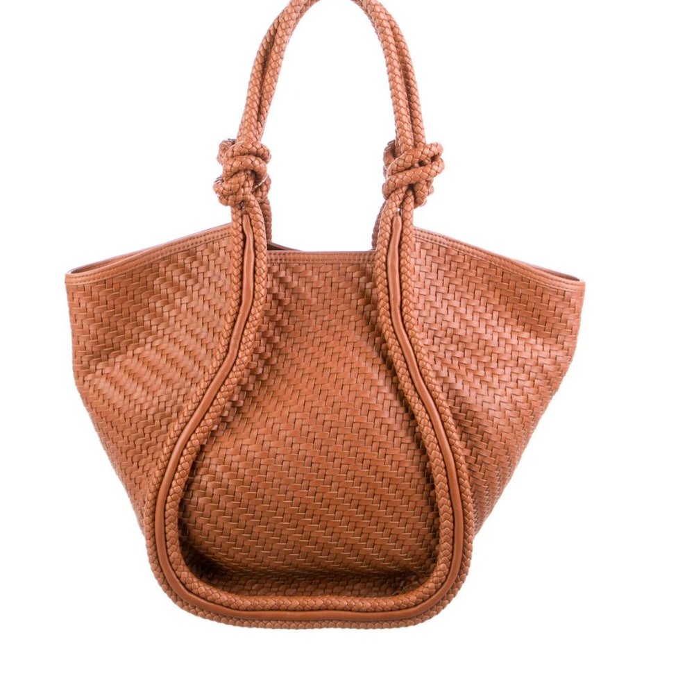 $795 Ulla Johnson Women's Beige Tan Braided Woven Leather Tote Beach Bag EUC